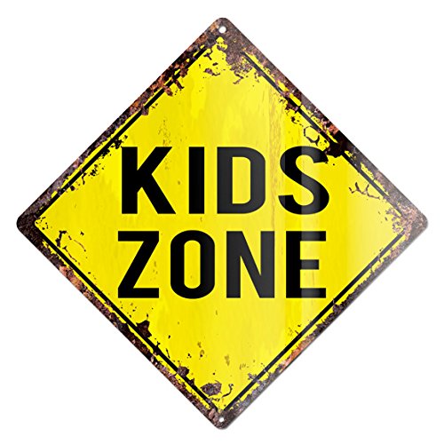 Chic Sign KIDS ZONE Rustic Diamond Sign Chic Vintage Retro 12"x 12" Metal Plate Store Home man cave Decor Funny Gift