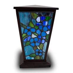 OneWorld Memorials Forget-Me-Not Stained Glass Memorial Urn for Adults - Large - Holds Up to 200 Cubic Inches of Ashes - Blue Cremation Urn for Ash
