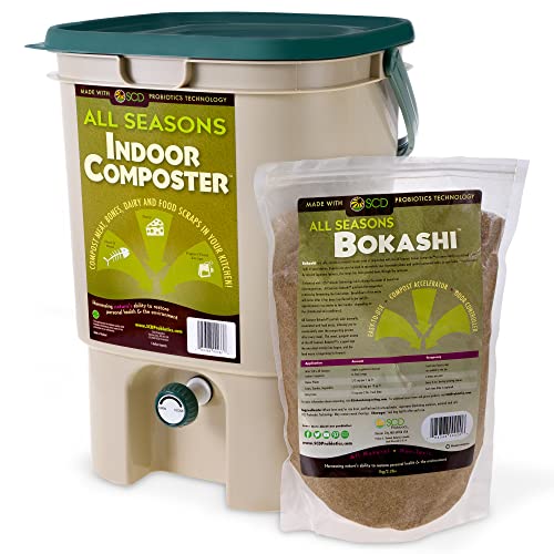 SCD Probiotics All Seasons Indoor Composter, Countertop Kitchen Compost Bin with Bokashi - Easily Compost in Your Kitchen After