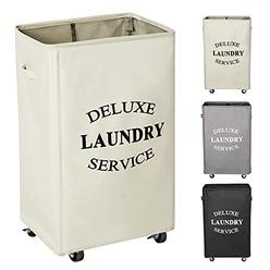 wowlive large rolling laundry basket wheels 90l collapsible tall laundry hamper handle foldable dirty clothing basket fold up