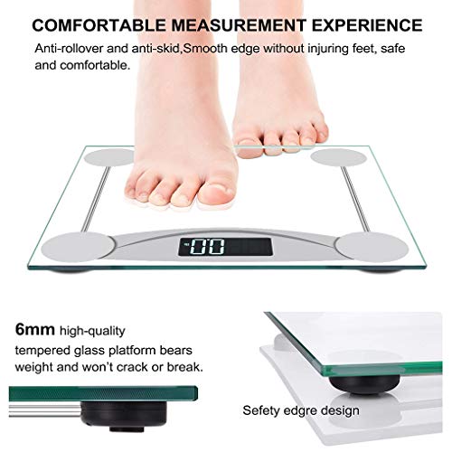Malama & Maple Leaf  Malama Digital Body Weight Bathroom Scale, Weighing Scale with Step-On Technology, LCD Backlit Display, 400 lbs Accurate Weight 