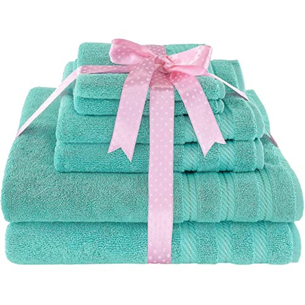 American Soft Linen 6-Piece 100% Turkish Genuine Cotton Premium & Luxury Towel Set for Bathroom & Kitchen, 2 Bath Towels, 2 Hand