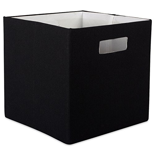 DII Hard Sided Collapsible Fabric Storage Container for Nursery, Offices, & Home Organization, (11x11x11") - Solid Black