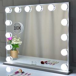 BEAUTME Vanity Mirror with Lights,Lighted Makeup Mirror,Hollywood Tabletop or Wall Mounted Beauty Mirrors,Detachable 10X Magnifi