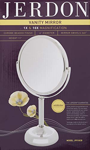 Jerdon Jp910cb 1x And 10x Magnified, Tabletop Lighted Vanity Mirror Jerdon