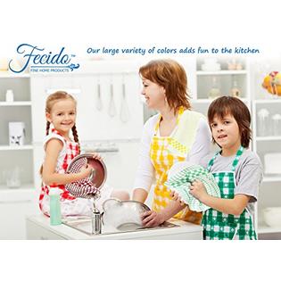 Fecido Classic Dark Kitchen Dish Towels with Hanging Loop - Heavy