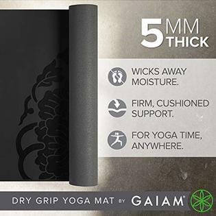 Gaiam Yoga Mat - Premium 5mm Dry-Grip Extra Long Thick Non Slip Exercise &  Fitness Mat