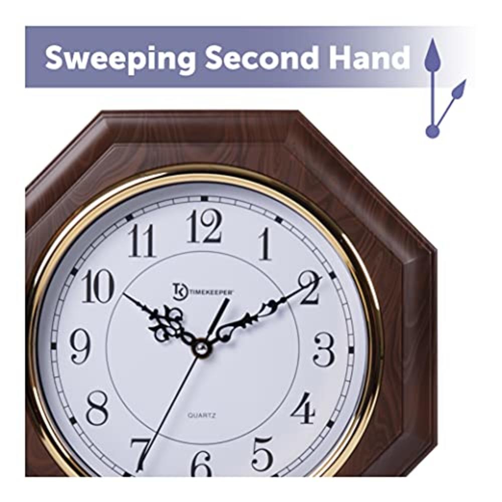Timekeeper Essex Faux Wood Traditional Schoolhouse Pendulum Wall Clock for Home and Office, Westminster Chime, 17.5" x 11.25", W