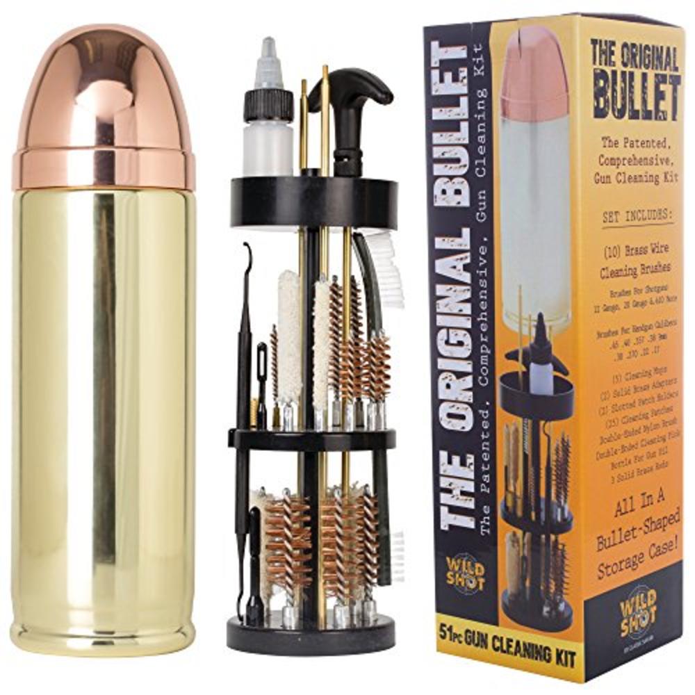 Wild Shot Deluxe Gun Cleaning Kit in Bullet-Shaped Case, Cleaning Tools to Effectively Maintain Handguns, Shotguns and Rifles