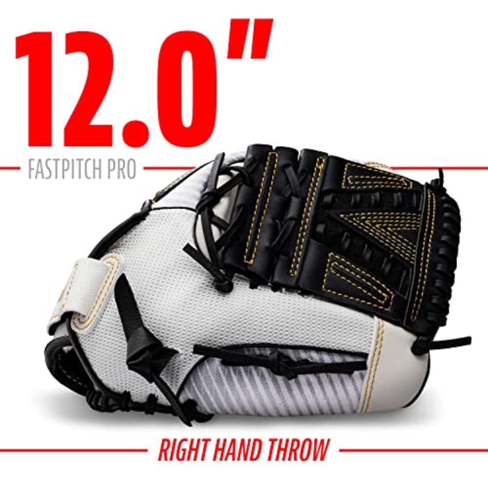 Franklin Sports Fastpitch Softball Glove - Field Master Fastpitch Softball Mitt - Womens Girls Righty Glove - Adult Youth Softball Gloves - White Grey, Left Hand Throw, 12
