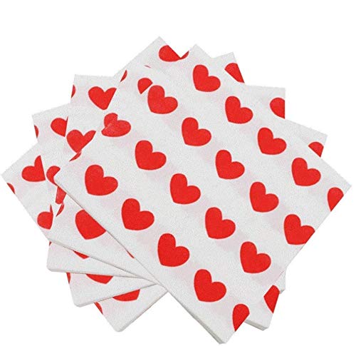 ebtoys 100pcs Love Heart haped Wedding Napkins Beverage Napkins Disposable Paper Party Napkins for Valentines Day Gifts Wedding Party D