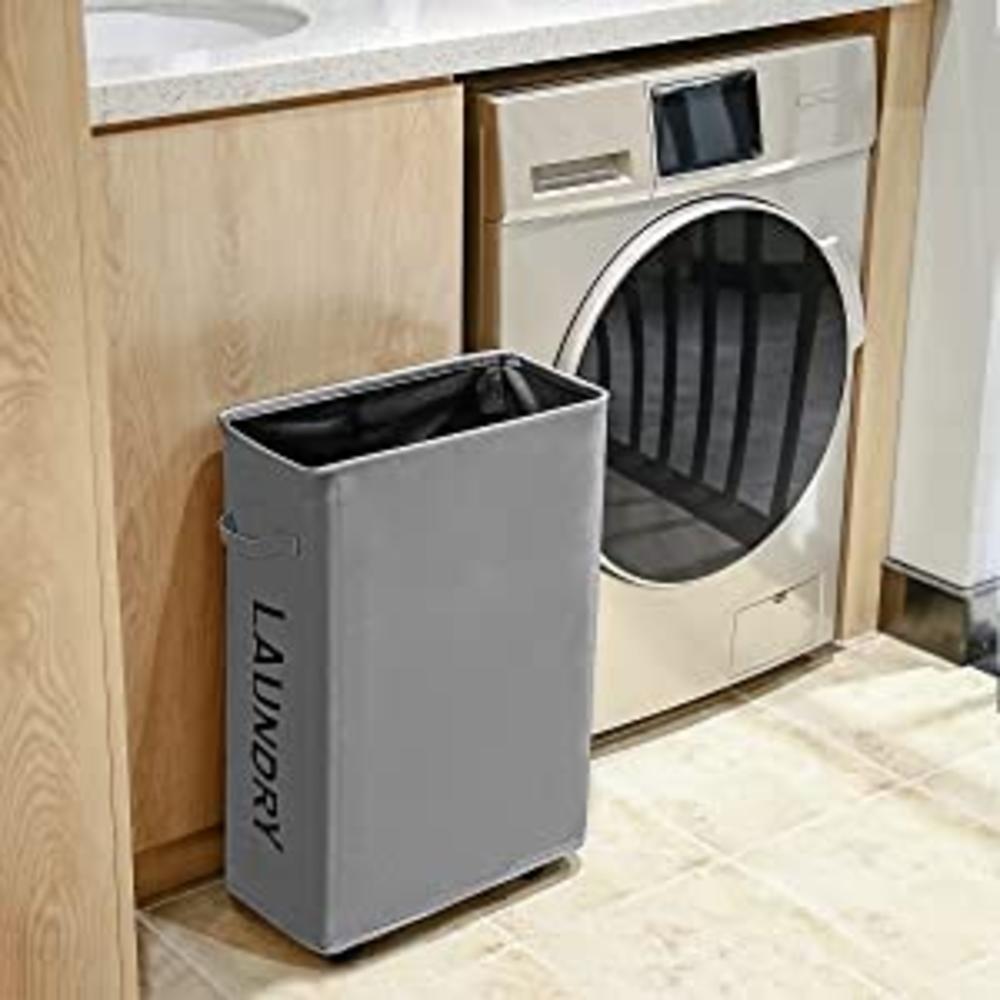Chrislley Laundry Hamper with Wheels Slim Laundry Basket Foldable Dirty Clothes Basket Portable Rolling Laundry Organizer for Co