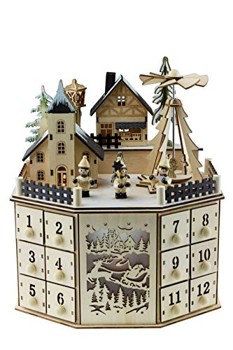 Clever Creations Wooden Christmas Advent Calendar, Countdown to Christmas, LED Holiday Decoration, Battery Operated, Windmill Vi
