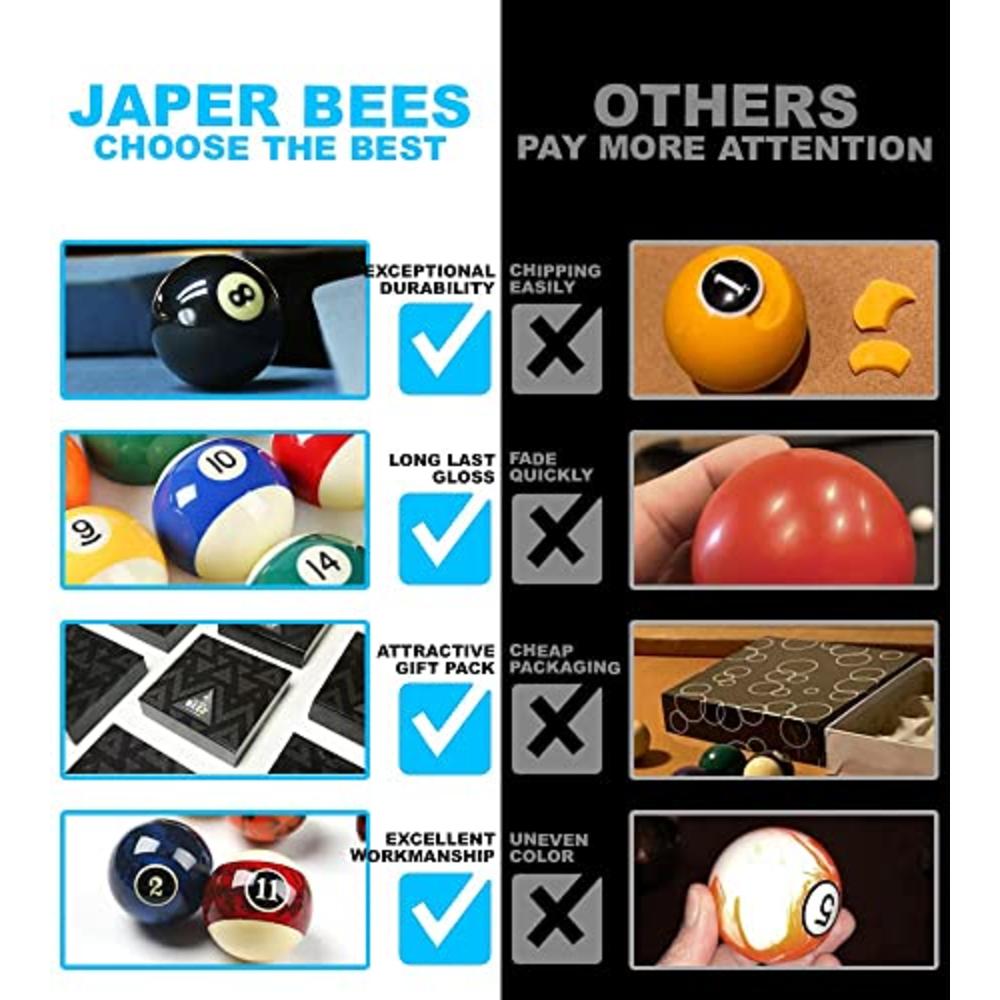 JAPER BEES Pool Balls Billiard Balls Pool Table Balls Set Regulation Size Classic Pro and Marble (Premium)