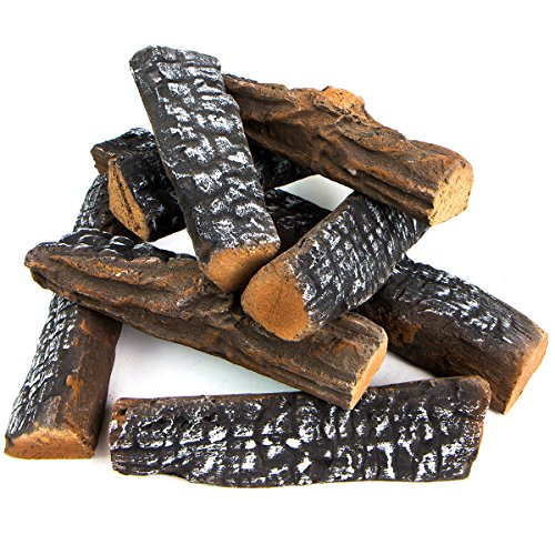 BARTON Barton Fireplace Decoration Petite Ceramic Wood, Gas Fireplace Log  Set, 10 Piece Set