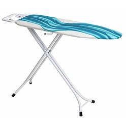MABELHOME Mabel Home Adjustable Height, Deluxe, 4-Leg, Ironing Board, Extra Cover, Blue/White Patterned