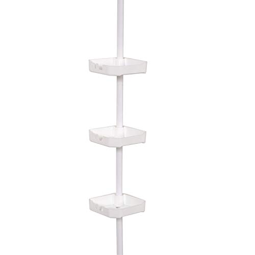 Zenna Home Tension Corner Shower Pole Caddy, White