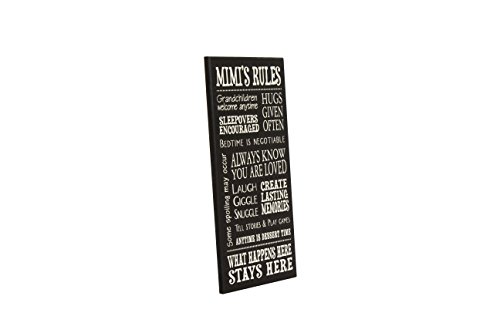My Word! Mimis Rules Decorative Sign, Black with Cream Lettering, 8.5x16