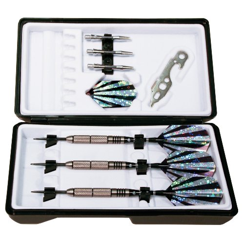 DMI Sports 80% Tungsten Steel Tip Dart Set Designed for Use with Bristle Dartboards with Case and Tool