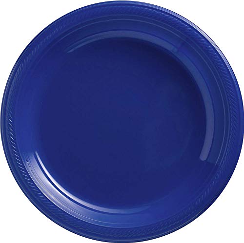 Amscan Bright Royal Blue 630732.105 Plastic Dinner Plates Big Party Pack 50ct, 10.5-Inch