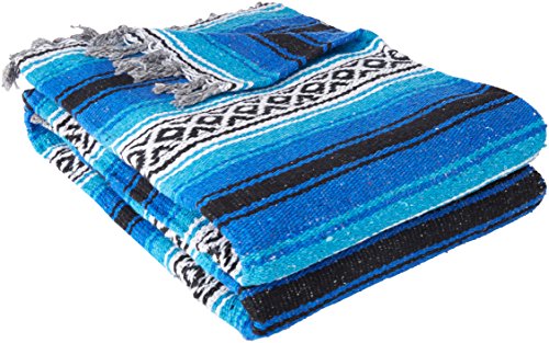 Yoga Direct YogaDirect Deluxe Mexican Yoga Blanket, Blue, 76-Inch x 57-Inch