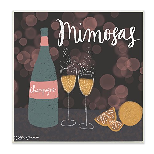 Stupell Industries Champagne Mimosas Illustration Wall Plaque, 12 x 12, Multi-Color