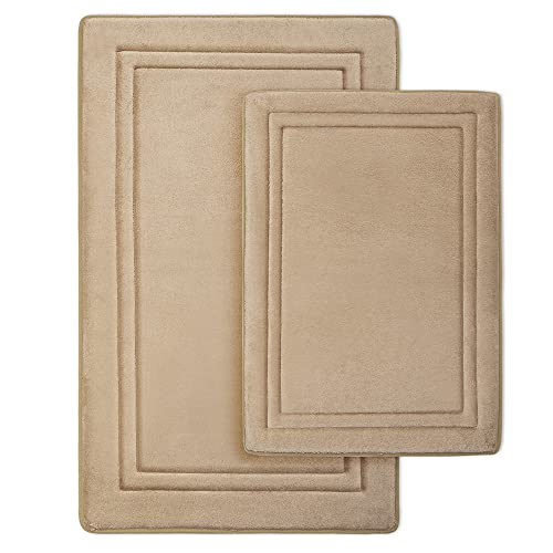 MICRODRY Quick Dry Memory Foam Luxury Framed Bath Mat Rug with, GripTex Skid Resistant Base, Ultra Absorbent, Comfort Soft, Easy