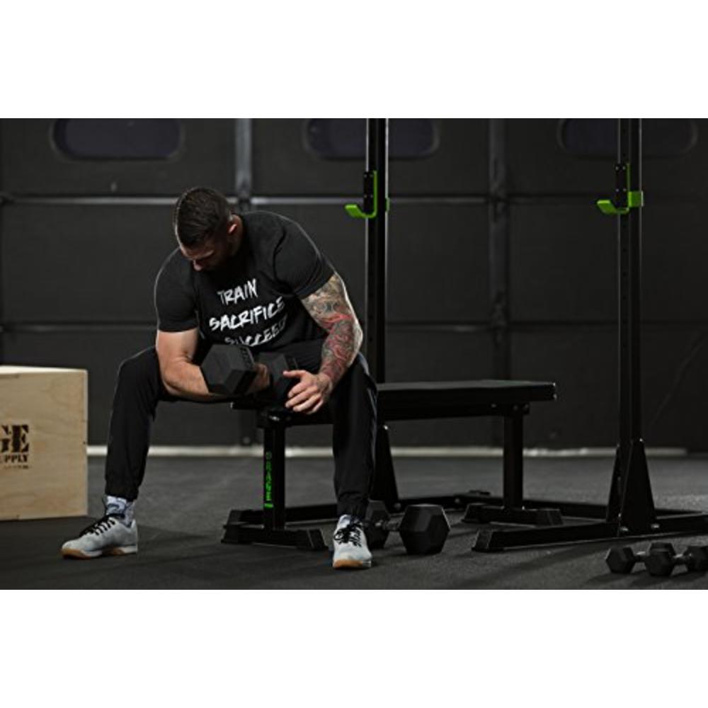 Rage Fitness Rubber Hex Dumbbells, 40 lb, Black/Chrome
