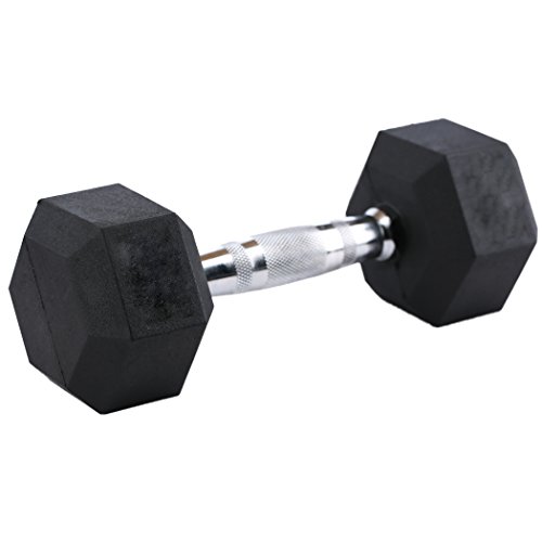 Rage Fitness Rubber Hex Dumbbells, 40 lb, Black/Chrome