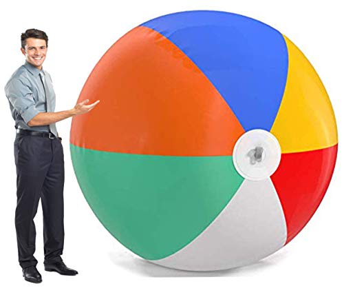Top Race Giant 6 Foot Inflatable Beach Ball, Pool Ball, Beach Summer Parties, and Gifts | 1 Giant Jumbo Blow up Rainbow Color Beach Balls