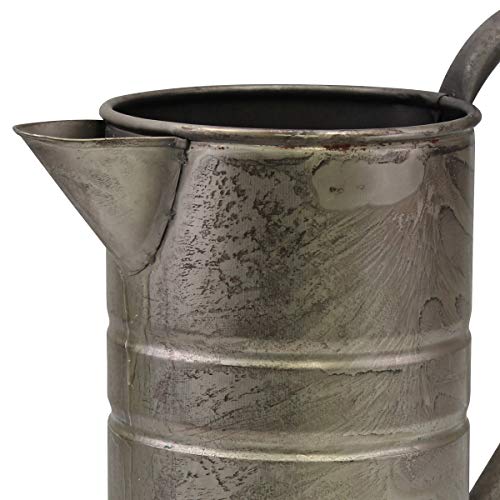 CKK Industrial Stonebriar Decorative Vintage Silver Metal Drinking Pitcher with Handle, Farmhouse Home Decor Accents