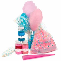 Nostalgia FSCC8 Cotton Candy Party Kit with 7 oz Each Pink Vanilla&#44; Blue Raspberry & Strawberry Flossing Sugars - Reusable Cones & Twi