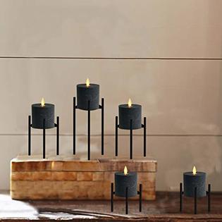 volnyus Metal Pillar Candle Holders Set of 5 Black Candlesticks for  Fireplace/Table/Wedding/Christmas Candelabra Decoration Mode