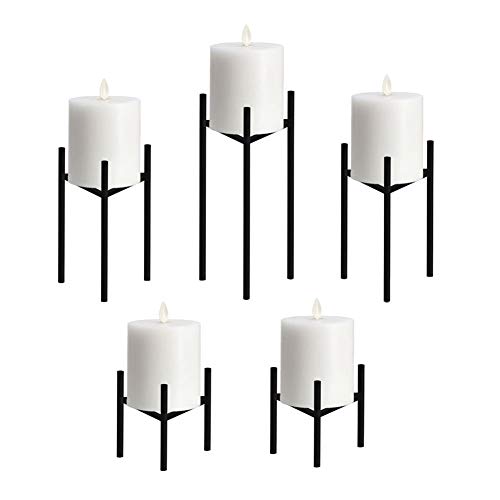 volnyus Metal Pillar Candle Holders Set of 5 Black Candlesticks for  Fireplace/Table/Wedding/Christmas Candelabra Decoration Mode