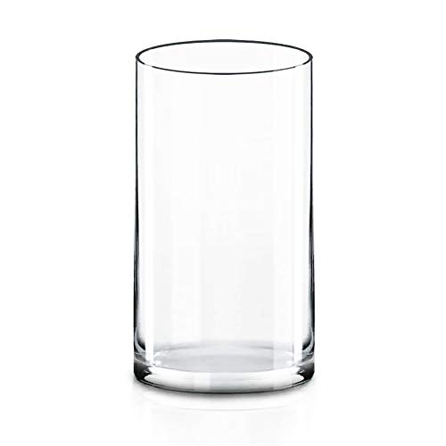 CYS EXCEL Cylinder Clear Glass Vase (H:12" D:6") | Multiple Size Choices Glass Flower Vase Centerpieces | Hurricane Floating Can