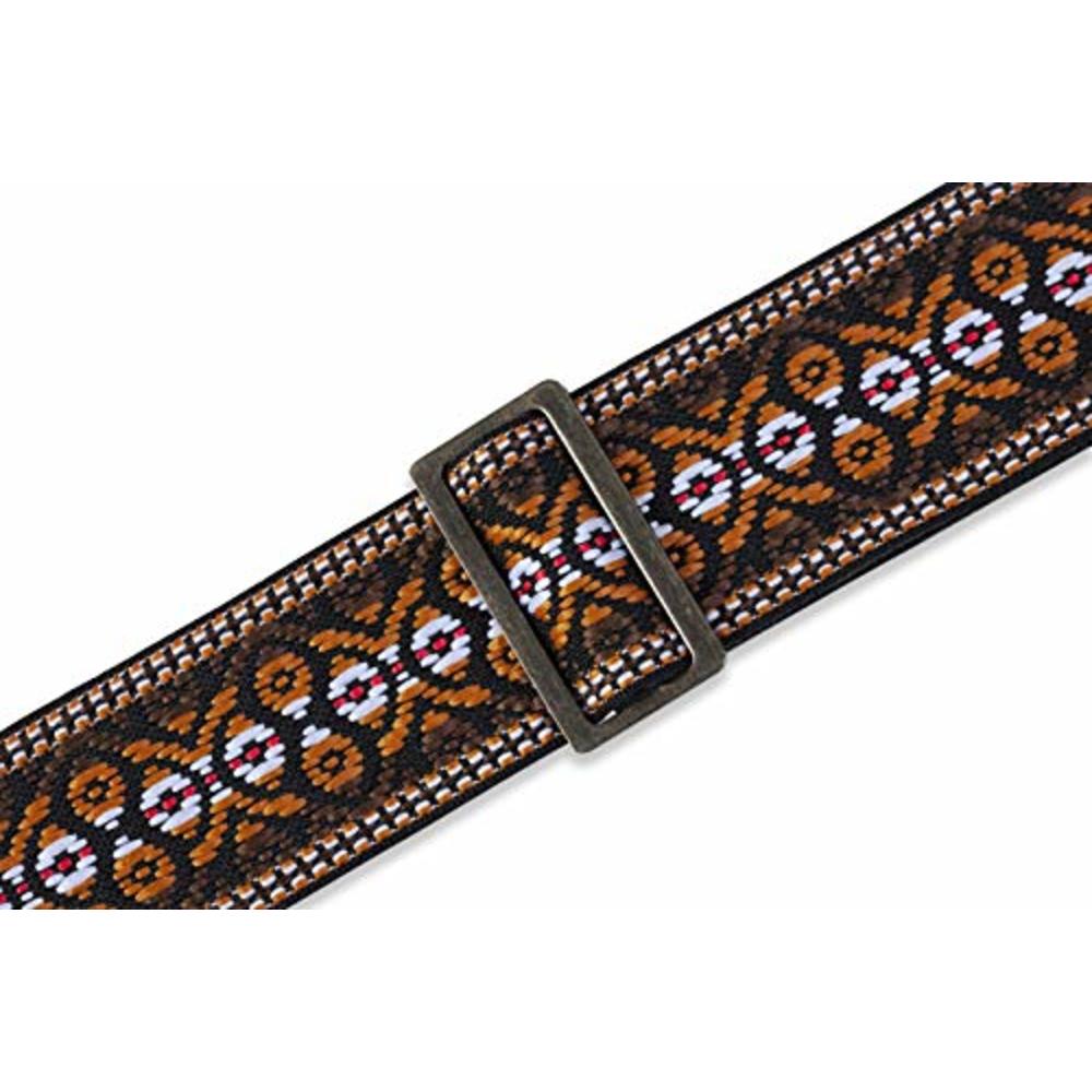 Tracolla Levy's M8HTV-21 In Jacquard - Terminali In Pelle, Fibbie Ottone | Larghezza 2", Regolabile - Foto 3