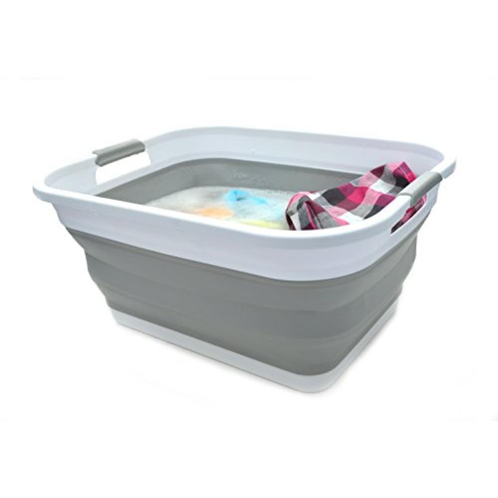 SAMMART 41L (10.8 gallon) Collapsible Plastic Laundry Basket - Foldable Pop Up Storage Container/Organizer - Portable Washing Tu