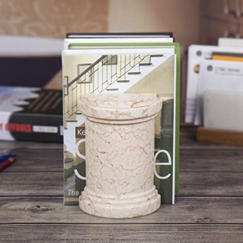 Creative Home Natural Champagne Marble Stone Set of 2 Pieces Bookends for Office Organize or Home Decoration, Saganaw Style
