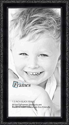 ArtToFrames 10x20 Inch Black Picture Frame, This 1.5" Custom Wood Poster Frame is Black Frame with engraved edges, for Your Art 
