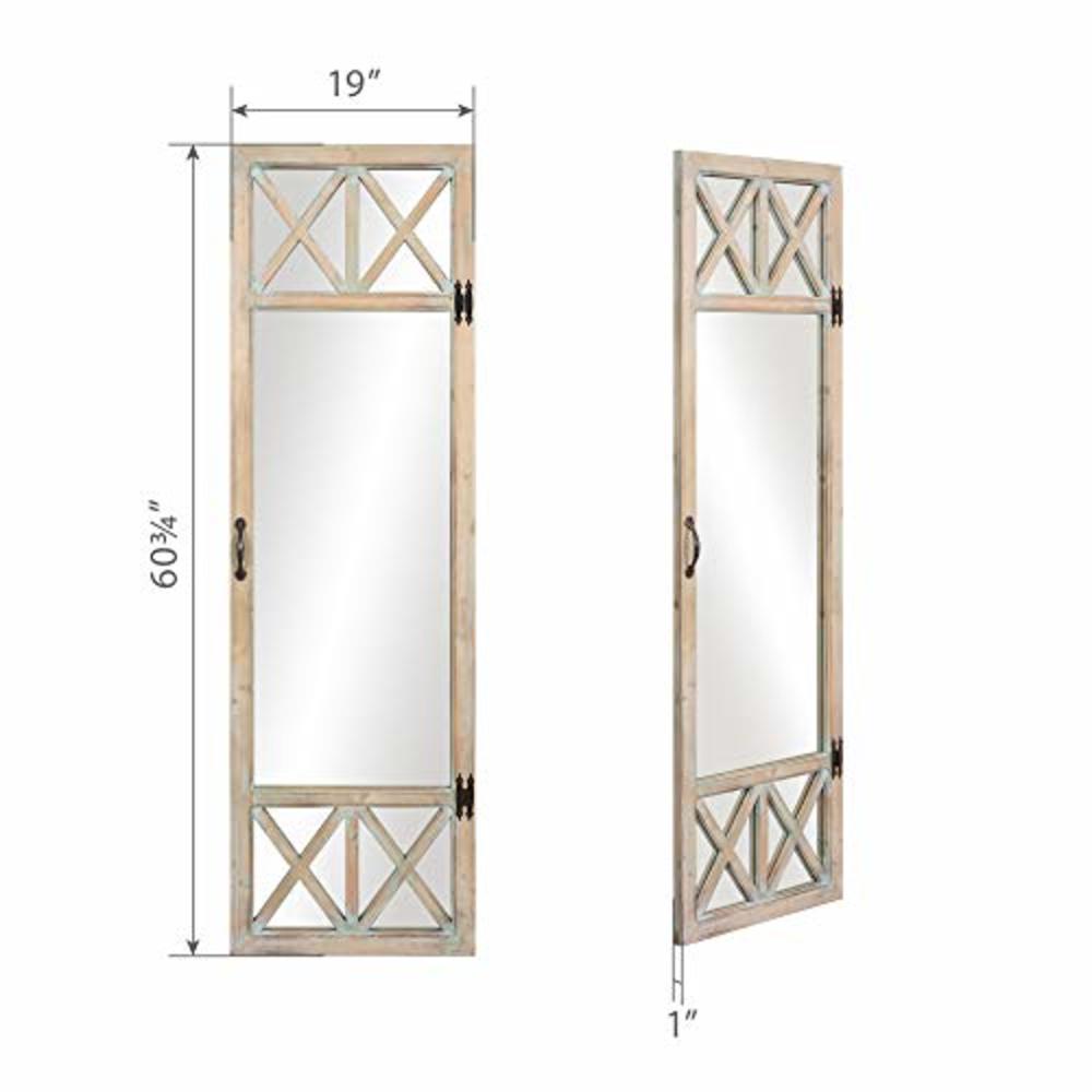 Patton Wall Decor 19x60 White Wash Distressed Wood French Door Full Length Wall Mounted Mirrors, Natural