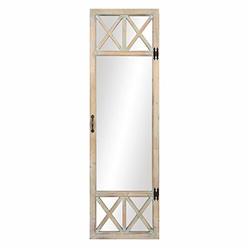 Patton Wall Decor 19x60 White Wash Distressed Wood French Door Full Length Wall Mounted Mirrors, Natural
