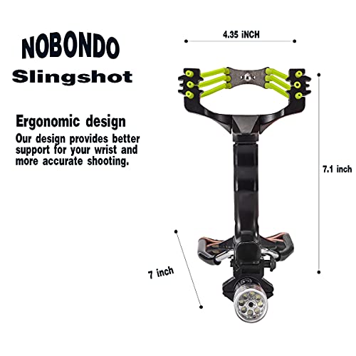 NOBONDO Strong Folding Slingshot - Powerful Adjustable Slingshot Rocket  with Wrist Brace Hunting Survival Catapult with 2 Rubber
