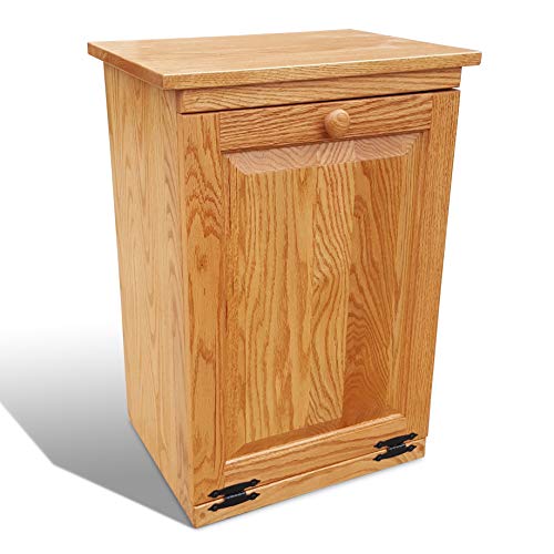 Peaceful Classics Amish Handcrafted Tilt Out Trash Cabinet | Wooden  Hideaway Pull Out Garbage Can Holder (Golden Oak)