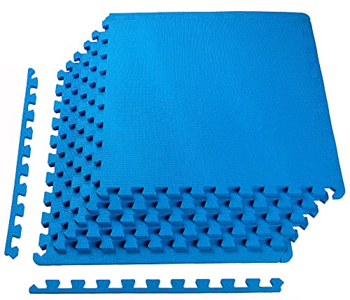 BalanceFrom Puzzle Exercise Mat with EVA Foam Interlocking Tiles, Blue