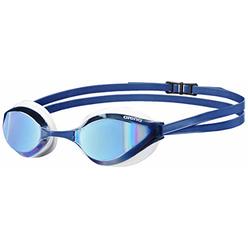 arena Python Swim Goggles for Men and Women, Blue Mirror / White, Mirror