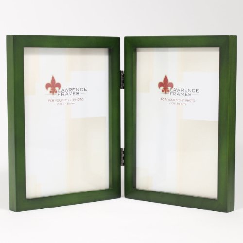 Lawrence Frames Collection Hinged Double Wood Picture Frame Gallery, 5 by 7-Inch, Green