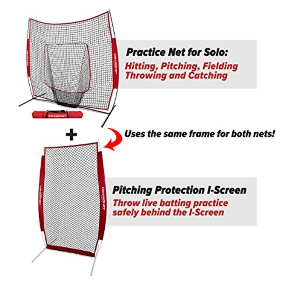 PowerNet Baseball Softball Practice Net 7x7 Bundle + I-Screen (1 Frame ...