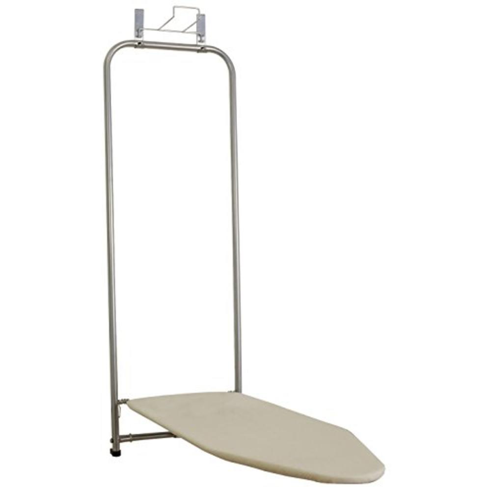 Household Essentials 144222 Over The Door Small Ironing Board with Iron Holder, Natural Cotton Cover