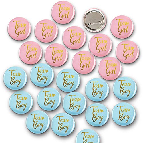 BRT Bearingshui Gender Reveal Button Pins 50 Pcs, Team Boy Girl Button Pins Baby Shower Pink blue Button Pin for Baby Shower Party Favors Gender