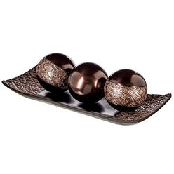 Creative Scents Dublin Home Decor Tray and Orbs Balls Set of 3 - Coffee Table Mantle Decor Centerpiece Bowl with Spheres House Decorations,